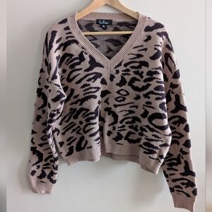 Lulu's Black and Tan Animal Print Sweater